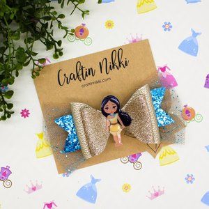 Handmade Pocahontas Princess Glitter Hair Bow